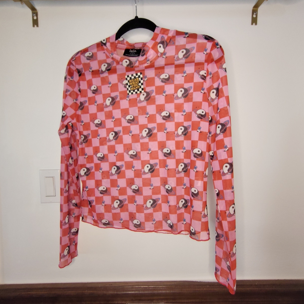 Pink Checkered Long Sleeve Top